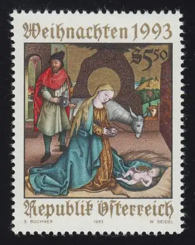 2114 Weihnachten, Geburt Christi, Gemälde Krainburger Altar 5.50 S, **