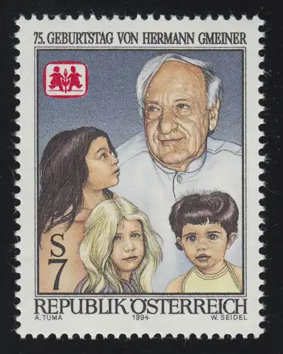 2128 Anniversaire, Herrmann Gmeiner, Fondateur de l'éducateur social SOS Kinderdorf, 7 S **