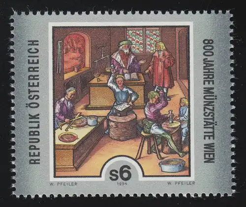 2119 Münzztät Wien, Munschrauger Illustration sur "Beißkunig," 6 p., **