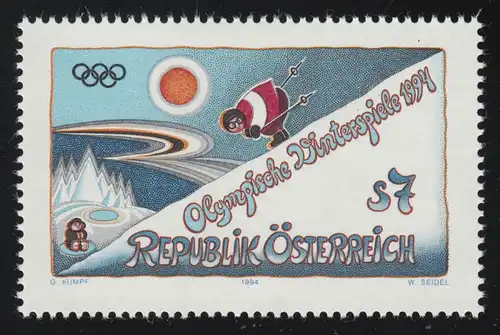2118 Olympische Winterspiele Lillehammer, Abfahrtsläufer Gemälde, 7 S, **