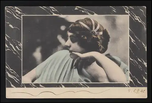 Femmes AK 20 ans Bijoux de tête élégant Profil arbre à eau BERLIN 7.7.1903