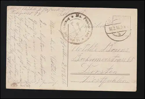 Frauen AK Salon Gewand Gold Rosen Ornamente Stuhl, Feldpost DORSTEN 18.2.18