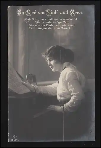 Femmes Photo AK Une chanson de l'amour et de la fidélité bureau lettre courrier 22.1.1917