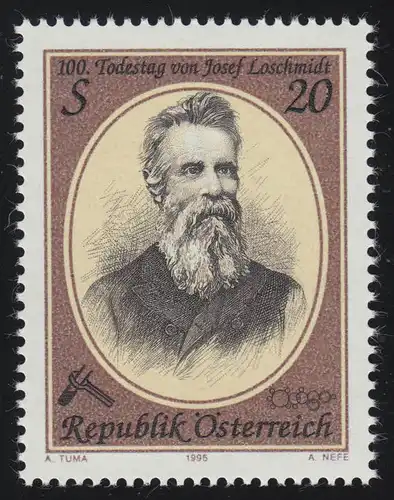 2163 100. Todestag Josef Loschmidt, Physikochemiker, 20 S postfrisch **