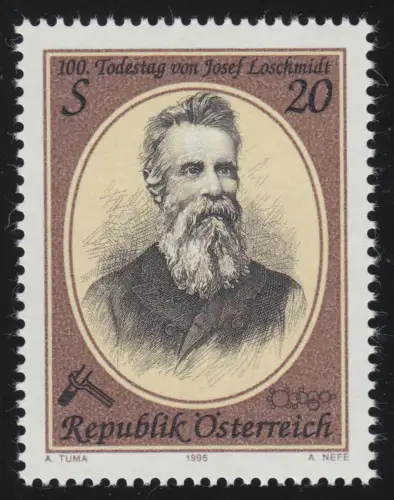 2163 100e anniversaire de la mort de Josef Loshmidt, physicien, 20 S post-fraîcheur **