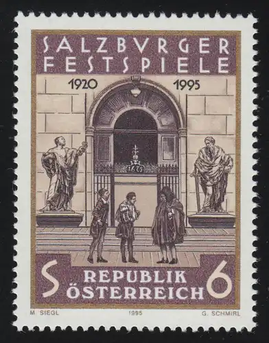 2165 Salzburger Festspiele, Szene aus Schauspiel "Jedermann", 6 S postfrisch **