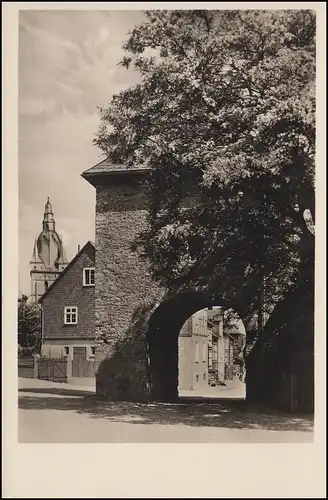 Landpost 21b WÜLFTE über BRILON 31.1.1957 auf Foto AK Derkere Tor in Brilon