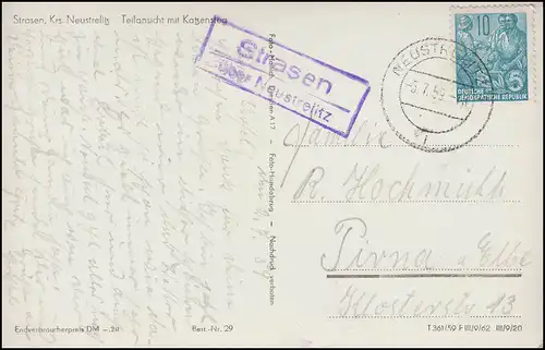Landpost STRASEN über NEUSTRELITZ 5.7.59 auf Foto AK Teilansicht mit Katzensteg