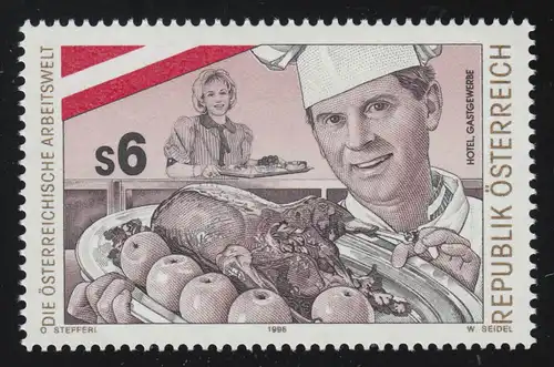 2188 Österreichische Arbeitswelt, Koch und Kellnerin, 6 S, postfrisch **