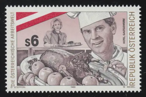 2188 Österreichische Arbeitswelt, Koch und Kellnerin, 6 S, postfrisch **