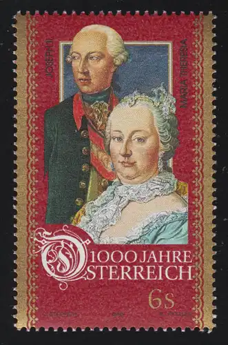 2196 1000 Jahre Österreich, Joseph II.  + Maria Theresia, 6 S, ** aus Block 12