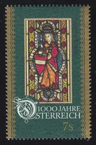 2197 1000 Jahre Österreich, Herzog Heinrich II., 7 S postfrisch ** aus Block 12