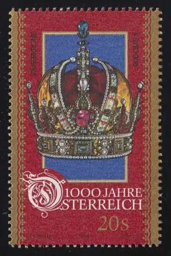 2203 1000 ans Autriche, couronne impériale de Rudolf II, 20 S ** du bloc 12