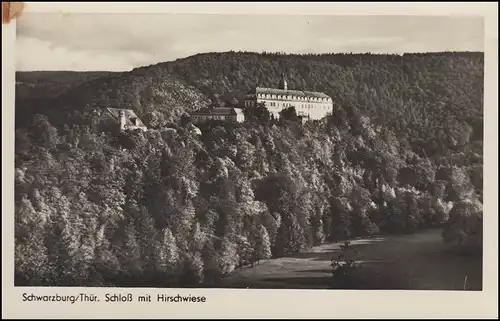 Landpost BECHSTEDT über ROTTENBACH (Thür) 8.8.55 auf Foto AK Schwarzburg Schloß