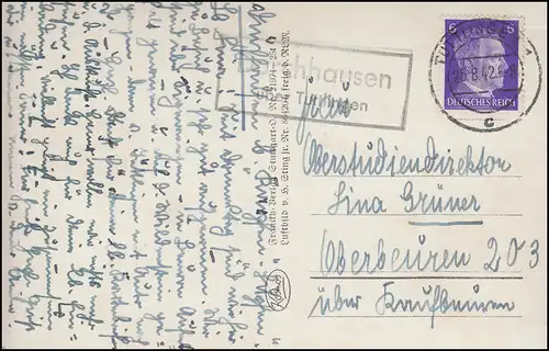 Le courrier terrestre est accessible via TUTTLINGEN 25.8.42 sur la photographie aérienne BEURON dans la vallée du Danube