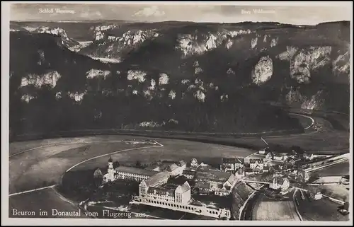 Le courrier terrestre est accessible via TUTTLINGEN 25.8.42 sur la photographie aérienne BEURON dans la vallée du Danube