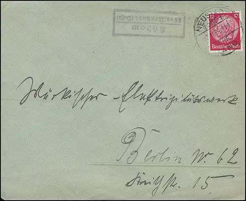 Landpost Stempel KÜDOW über NEUSTADT (Dosse) 17.11.1934 auf Brief nach BERLIN