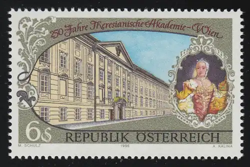 2178 Académie thérésienne de Vienne, Impératrice Maria Theresia + Bâtiment, 6 p. **