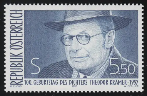 2209 Anniversaire de Theodor Kramer, poète écrivain, 5.50 S, frais de port **