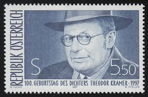 2209 Geburtstag Theodor Kramer, Dichter Schriftsteller, 5.50 S, postfrisch **