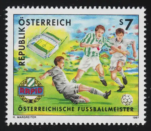 2217 Österreichischer Fußballmeister SK Rapid Wien, Spielszene & Emblem, 7 S **