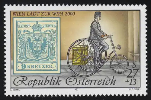 2222I WIPA 2000, Postbote mit Dreirad ( 19. Jh.) Jahreszahl 1997, 27 S + 13 S **