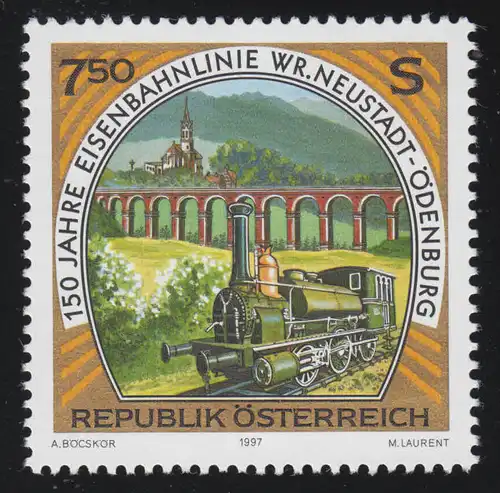 2224 Chemins de fer Ligne Wiener Neustadt-Ödenburg, Lok + Viaduct, 7.50 S **