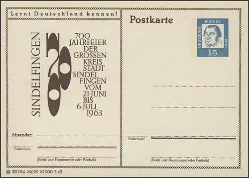 P081-26/193 Sindelfingen, 750 ans de fête 1963 **