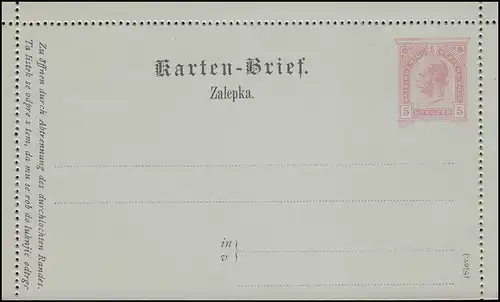 Österreich K 27 Kaiser Franz Josef 5 Kreuzer rosa: Slowenisch, **
