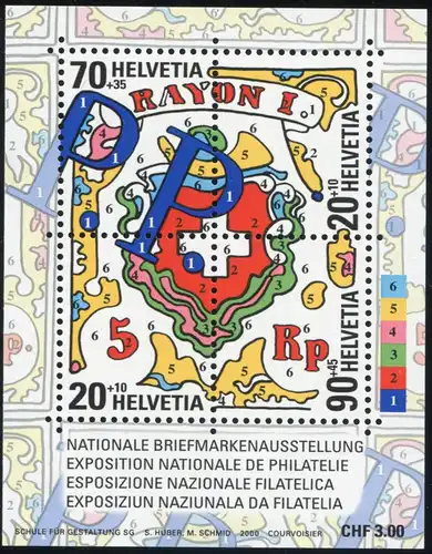 Suisse Bloc 30 Exposition des timbres NABA St. Gallen, frais de port **