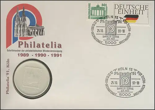 Porzellanbrief Philatelia Köln 25.10.1991 mit echtem Meißener Porzellan