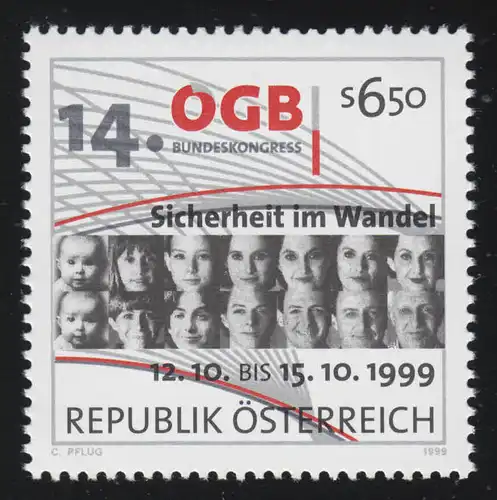 2295 Bundeskongress Österreichischer Gewerkschaftsbund ÖGB, Menschen, 6.50 S, **