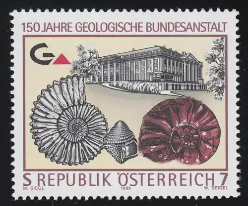 2298 Geologische Bundesanstalt, Gebäude der Bundesanstalt & Fossilien, 7 S, **