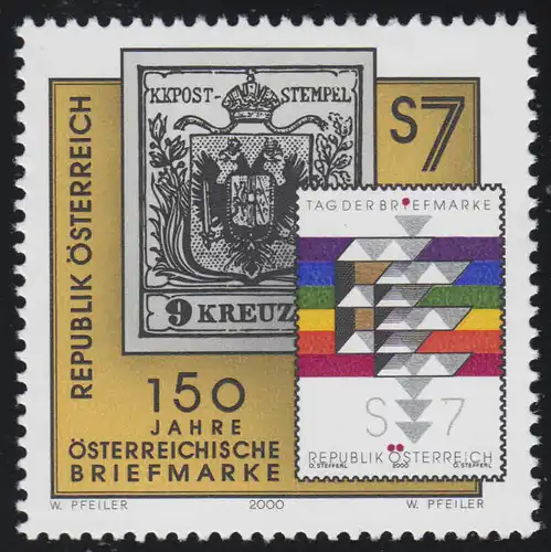 2316 150 ans Timbres autrichiens, timbres N° 5 & 2315, 7 p. **