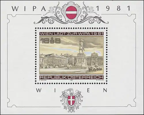 Autriche Bloc 5 Exposition des timbres WIPA Vienne 1981, **