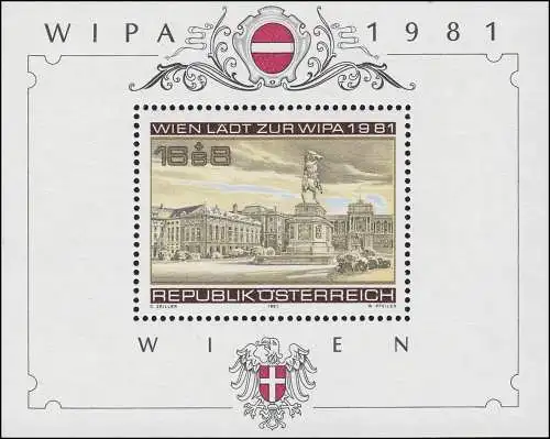 Autriche Bloc 5 Exposition des timbres WIPA Vienne 1981, **