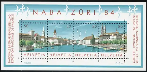 Suisse Bloc 24 Exposition des timbres NABA ZÜRI Zurich, frais de port **