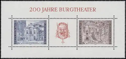 Autriche Bloc 3 200 ans Burgtheater Wien, **