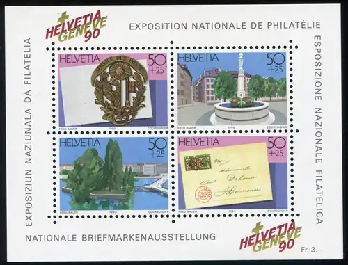 Schweiz Block 26 Briefmarkenausstellung HELVETIA GENEVE Genf, postfrisch **
