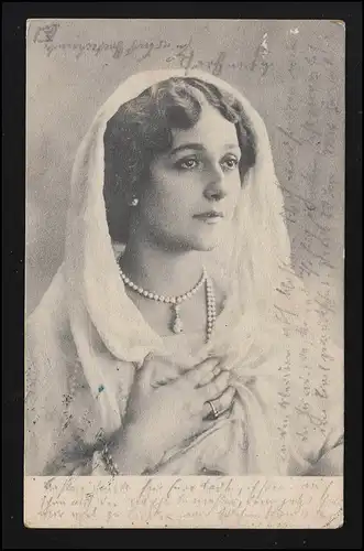 Femmes Photo AK jeune collier de perles voile religieux MUNICH / VIE AUJOURD'HUI 13.9.1901
