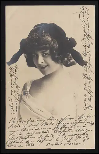 Frauen Foto AK jung frech Kopfschmuck Locken Ausschnitt BERLIN/ CELLE 11.6.1902