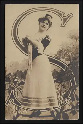 Femmes Photo AK REUTLINGER Paris Danseuse Artiste dans la lettre "S" 23.10.1906