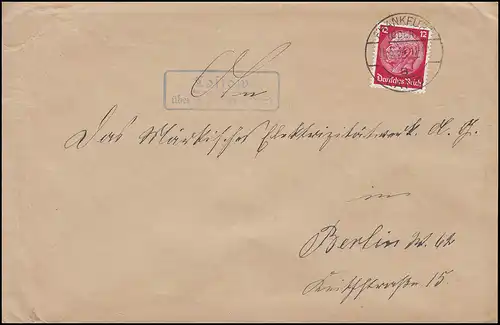 Landpost LOSSOW über FRANKFURT (Oder) 11.5.1934 auf Brief nach BERLIN