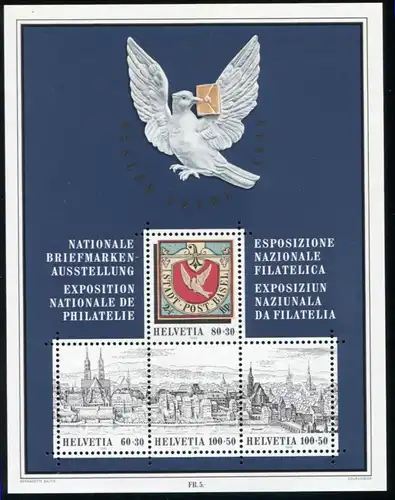 Suisse Bloc 27 Exposition des timbres BASLER TAUBE Bâle, frais de port **