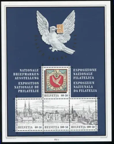 Suisse Bloc 27 Exposition des timbres BASLER TAUBE Bâle, frais de port **