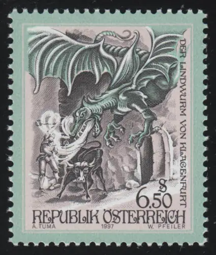2226 Marque libre: Dengen & Légendes, Scène "Verlude de Lindwurm v. Klagenfurt" 6.50 p. **