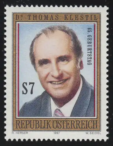 2235 65. Geburtstag Thomas Klestil, Bundespräsident, 7 S, postfrisch **