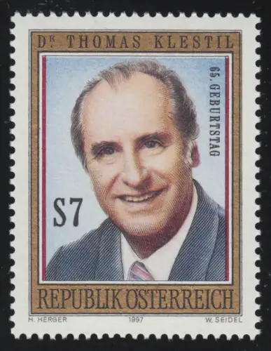 2235 65e anniversaire Thomas Klestil, Président fédéral, 7 p., frais de port **