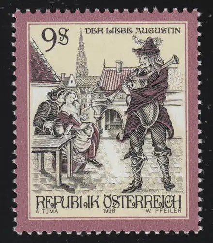 2240 Freimarken: Sagen & Legenden: Wiener Sage "Der liebe Augustin" , 9 S,  **