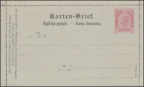 Autriche K 25 Kaiser Franz Josef 5 croiseur rose: italien-illyrien, **